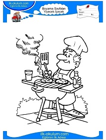 Çocuklar İçin Mangal-Barbekü Boyama Sayfaları 